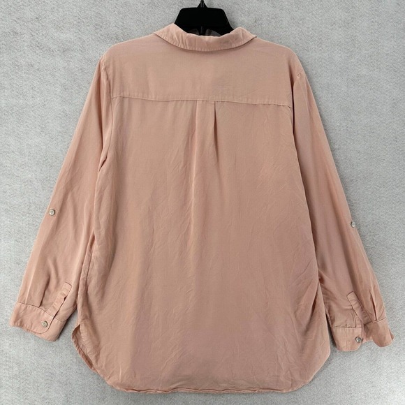 Chicos Button Shirt Womens 2 (US Large) Blush Pink Roll Tab Sleeves - Picture 2 of 15